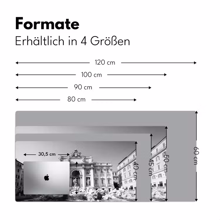 Fontein - Beelden - Architectuur - Zwart-wit Muismat XXL klein -ysfeer5_duits