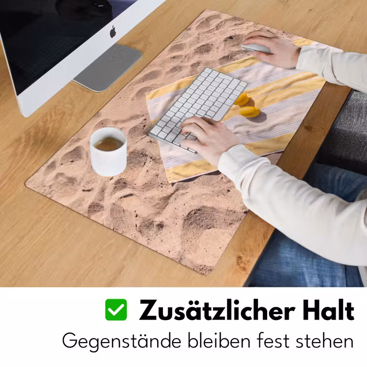 Boek - Zonnebril - Strand - Zomer - Geel Muismat XXL klein -ysfeer3_duits