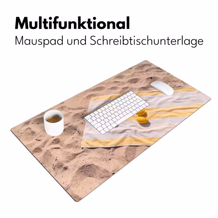 Boek - Zonnebril - Strand - Zomer - Geel Muismat XXL klein -ysfeer4_duits