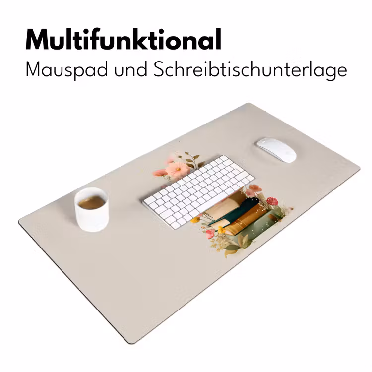 Boeken - Stapel - Bloemen - Kleurrijk Muismat XXL klein -ysfeer4_duits