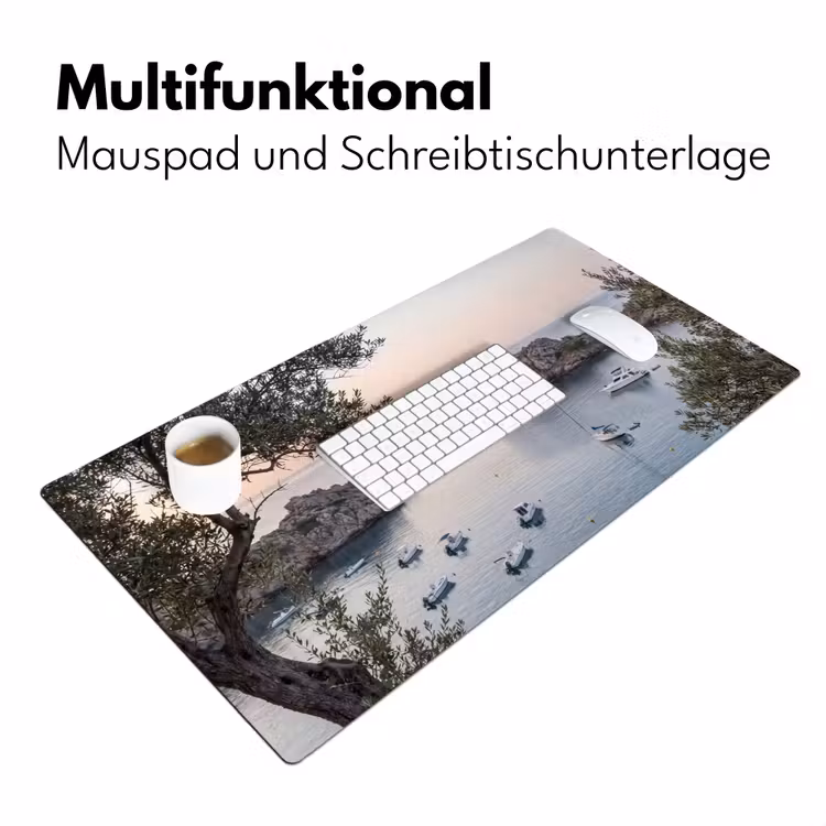 Schreibtischunterlage - Bucht – Boote – Sonnenuntergang - Baai - boten - zonsondergang Muismat XXL klein