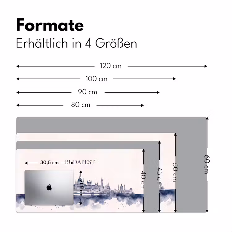 Schreibtischunterlage - Budapest – Skyline – Architektur – Aquarell – Blau - Boedapest - Skyline - Architectuur - Aquarel - Blauw Muismat XXL klein