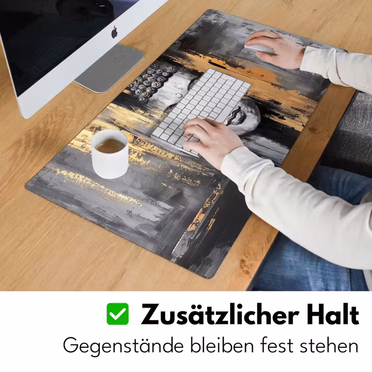 Boedhha - Penseelstreken - Goud - Abstract Muismat XXL klein -ysfeer3_duits