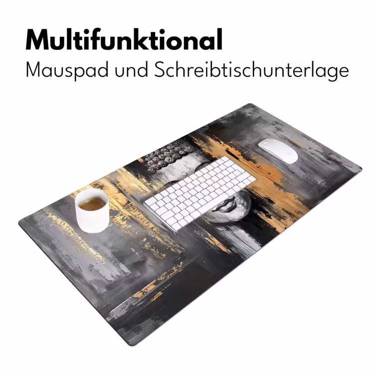 Boedhha - Penseelstreken - Goud - Abstract Muismat XXL klein -ysfeer4_duits