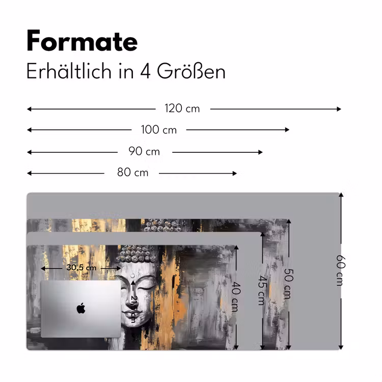 Boedhha - Penseelstreken - Goud - Abstract Muismat XXL klein -ysfeer5_duits