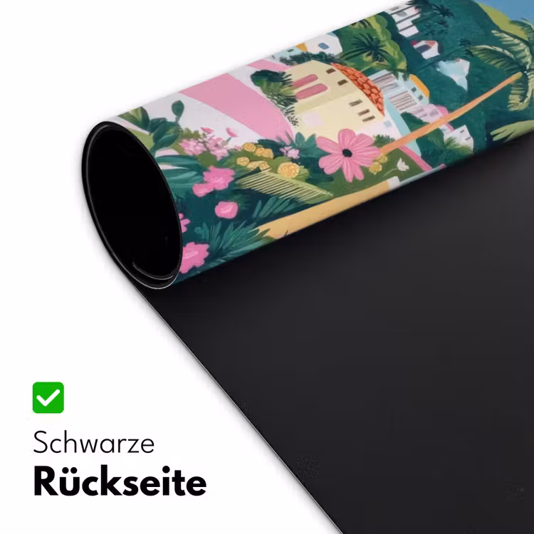 Kleurrijk - Huizen - Heuvels - Roze Muismat XXL klein -ysfeer2_duits