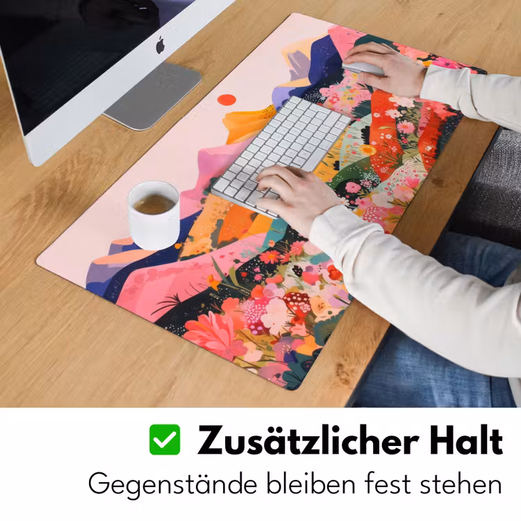 Kleurrijke bloemen - Bergen - Fantasielandschap Muismat XXL klein -ysfeer3_duits