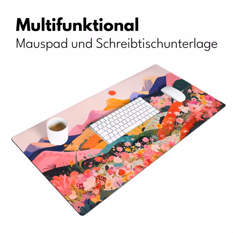 Kleurrijke bloemen - Bergen - Fantasielandschap Muismat XXL klein -ysfeer4_duits