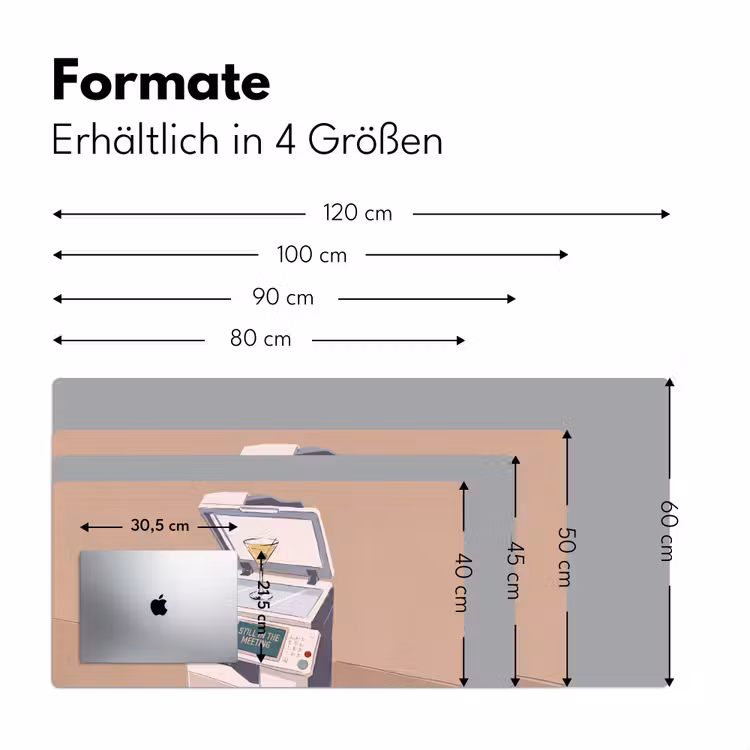 Schreibtischunterlage - Büro – Getränke – Humor – Illustration - Kantoor - Drank - Humor - Illustratie Muismat XXL klein