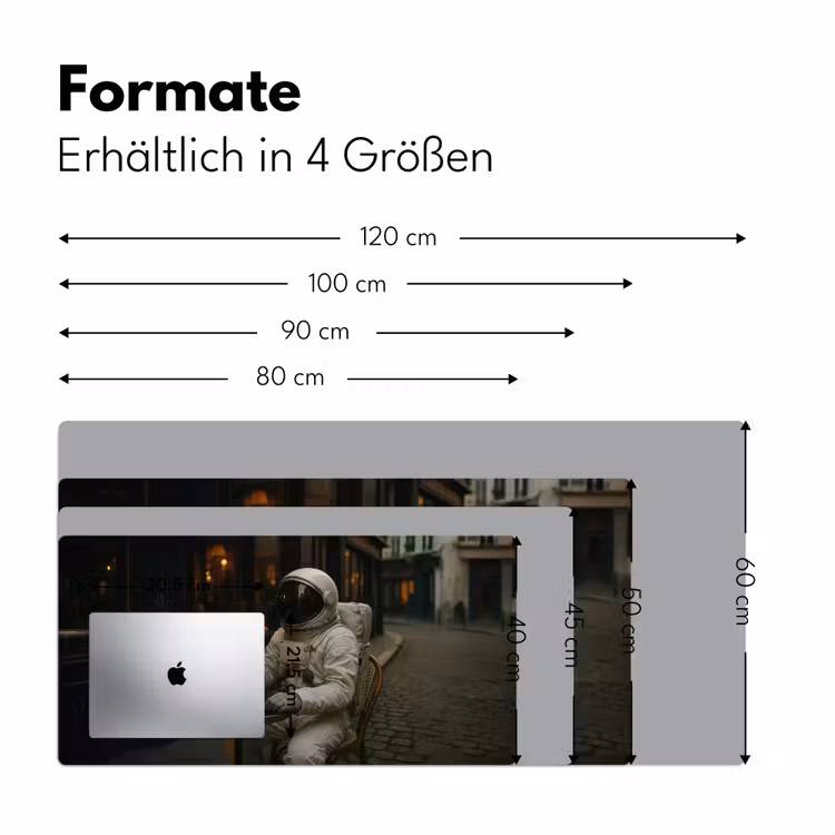 Café - Croissant - Koffie - Astronaut Muismat XXL klein -ysfeer5_duits