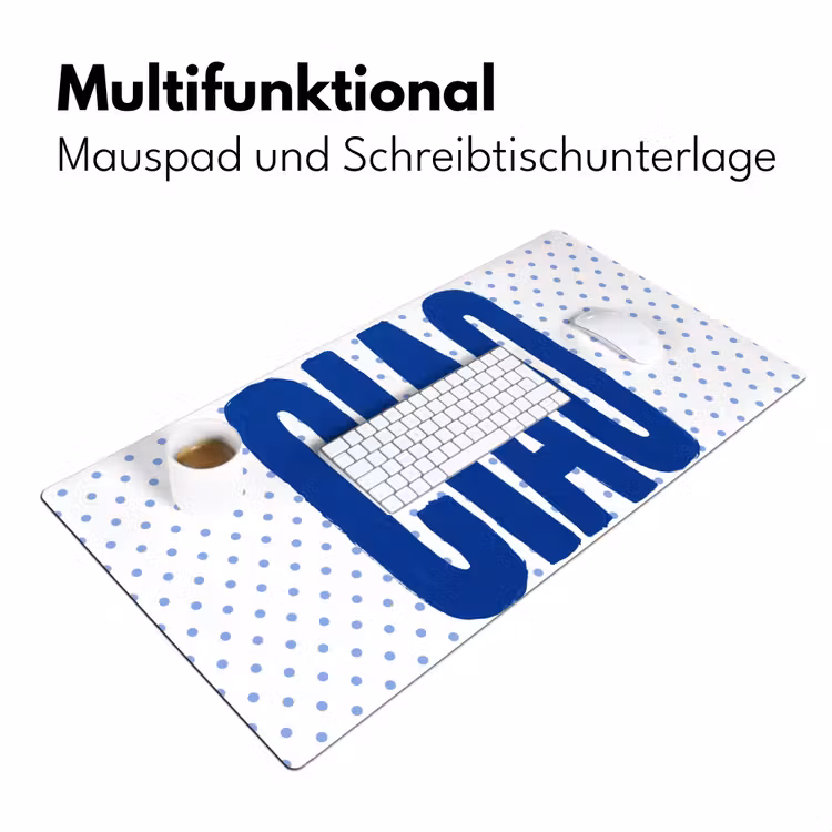 Ciao - Stippen - Roze - Wit Muismat XXL klein -ysfeer4_duits