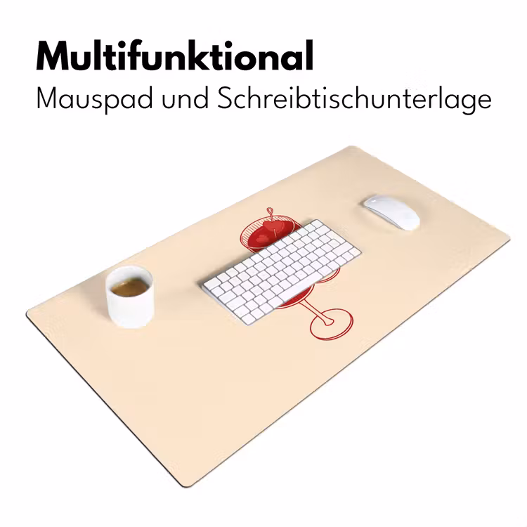 Schreibtischunterlage - Cocktail – Herzchen – Liebe – Illustration – Rot - Cocktail - Hartjes - Liefde - Illustratie - Rood Muismat XXL klein