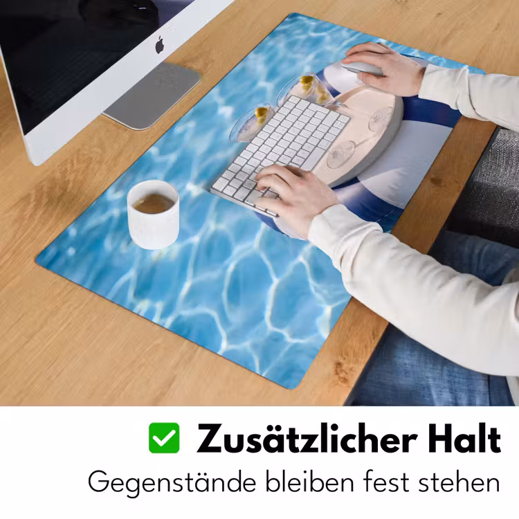 Schreibtischunterlage - Cocktail – Schwimmbad – Sommer – Blau - Cocktail - Zwembad - Zomer - Blauw Muismat XXL klein