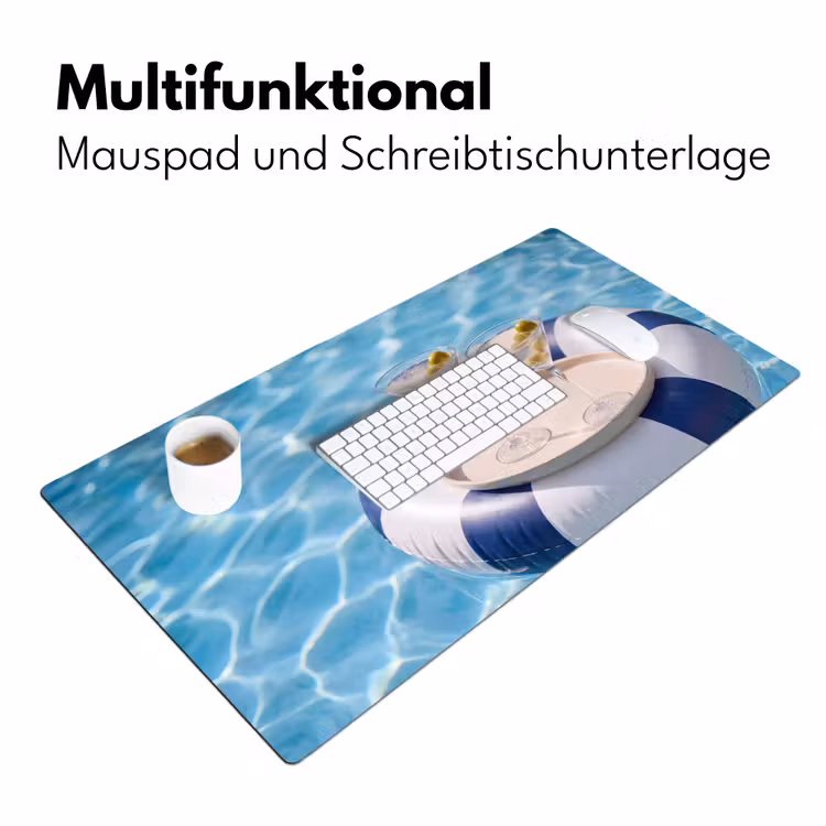 Schreibtischunterlage - Cocktail – Schwimmbad – Sommer – Blau - Cocktail - Zwembad - Zomer - Blauw Muismat XXL klein