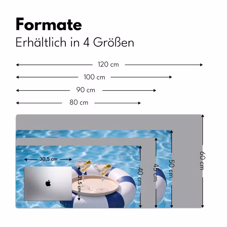 Schreibtischunterlage - Cocktail – Schwimmbad – Sommer – Blau - Cocktail - Zwembad - Zomer - Blauw Muismat XXL klein