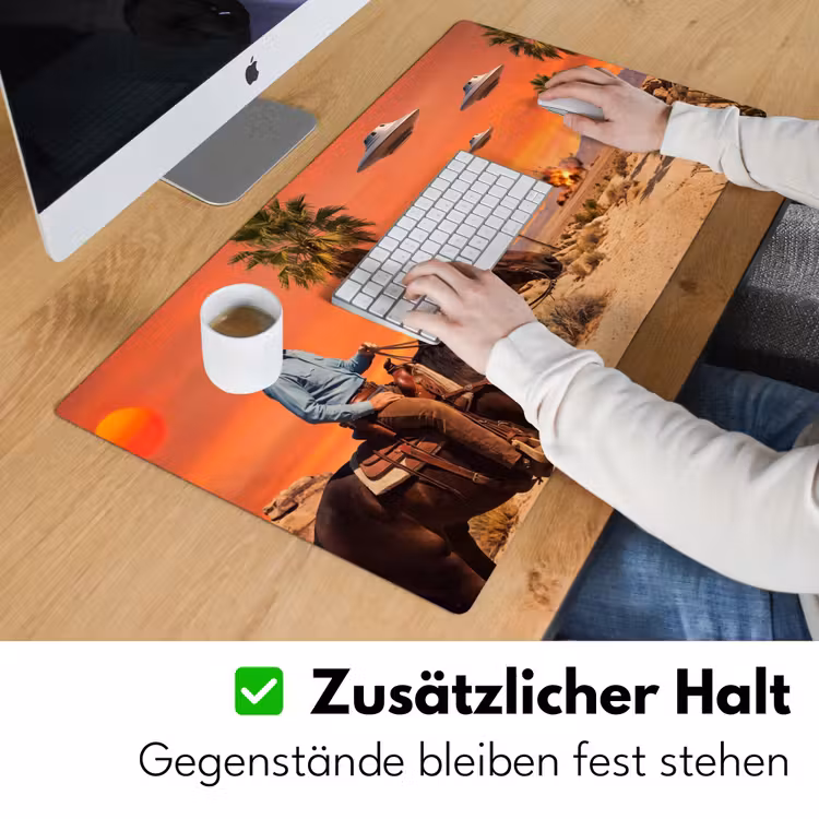 Schreibtischunterlage - Cowboy – Pferd – Wüste - Cowboy - Paard - Woestijn Muismat XXL klein