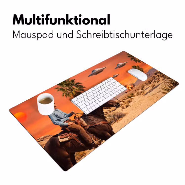 Schreibtischunterlage - Cowboy – Pferd – Wüste - Cowboy - Paard - Woestijn Muismat XXL klein
