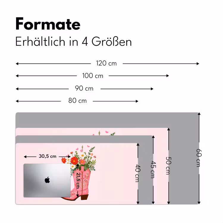 Cowboylaarzen - Roze - Boeket - Bloemen Muismat XXL klein -ysfeer5_duits