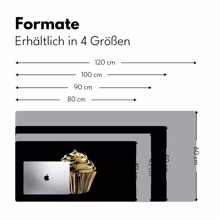 Cupcake - Eten - Goud - Zwart Muismat XXL klein -ysfeer5_duits