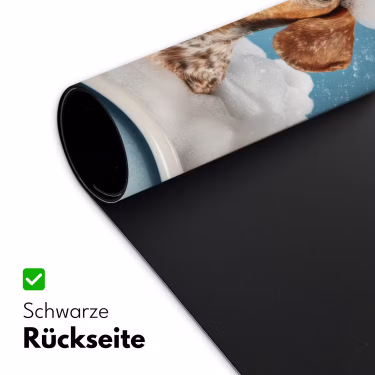 Teckel - Bad - Schuim - Waterdruppels Muismat XXL klein -ysfeer2_duits