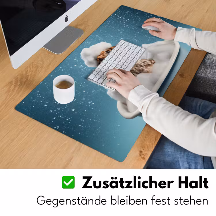 Teckel - Bad - Schuim - Waterdruppels Muismat XXL klein -ysfeer3_duits
