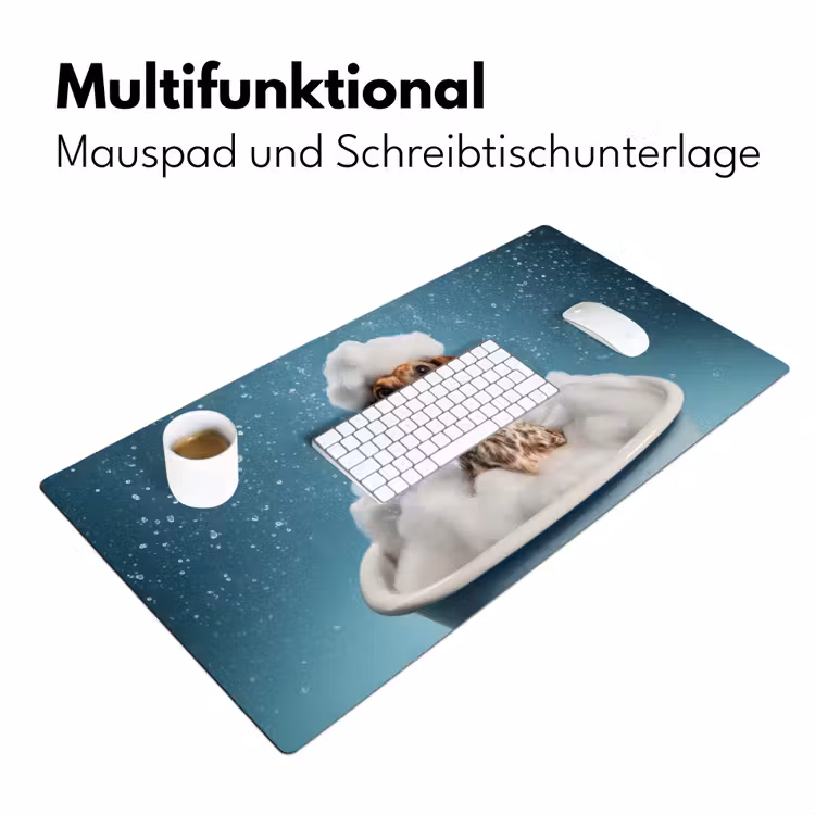Teckel - Bad - Schuim - Waterdruppels Muismat XXL klein -ysfeer4_duits