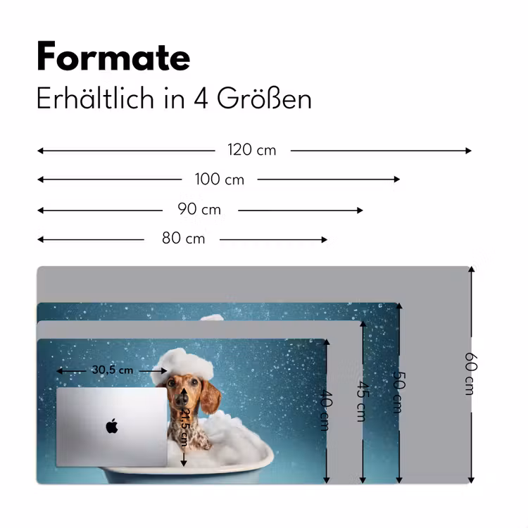 Teckel - Bad - Schuim - Waterdruppels Muismat XXL klein -ysfeer5_duits