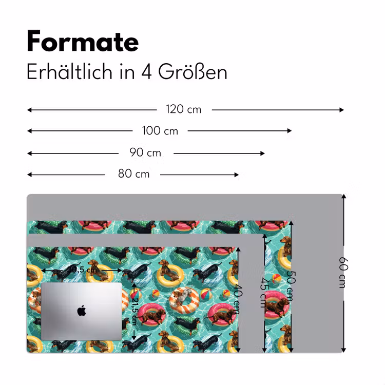 Teckels - Zwembad - Kleurrijk Muismat XXL klein 681 -ysfeer5_duits