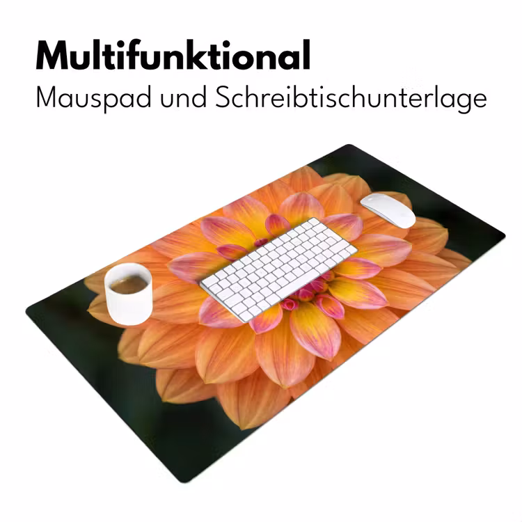 Dahlia - Bloem - Oranje Muismat XXL klein -ysfeer4_duits
