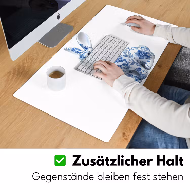 Delftsblauw - Haasje - Wit Muismat XXL klein -ysfeer3_duits