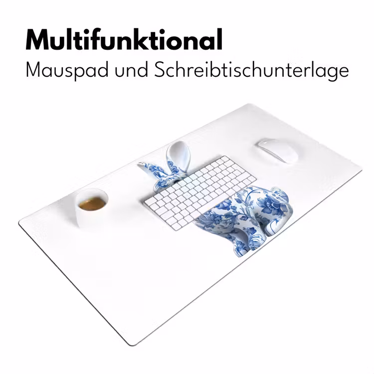 Delftsblauw - Haasje - Wit Muismat XXL klein -ysfeer4_duits