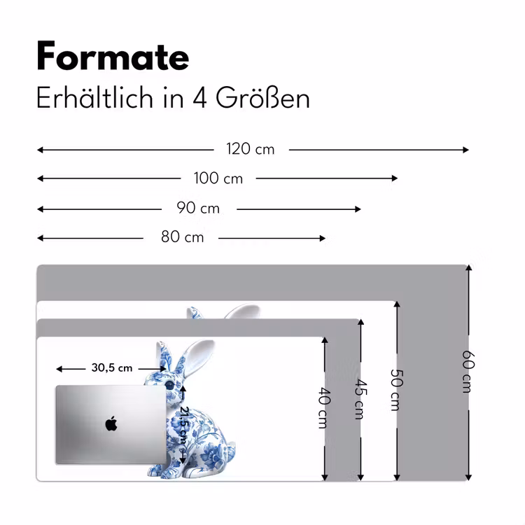 Delftsblauw - Haasje - Wit Muismat XXL klein -ysfeer5_duits