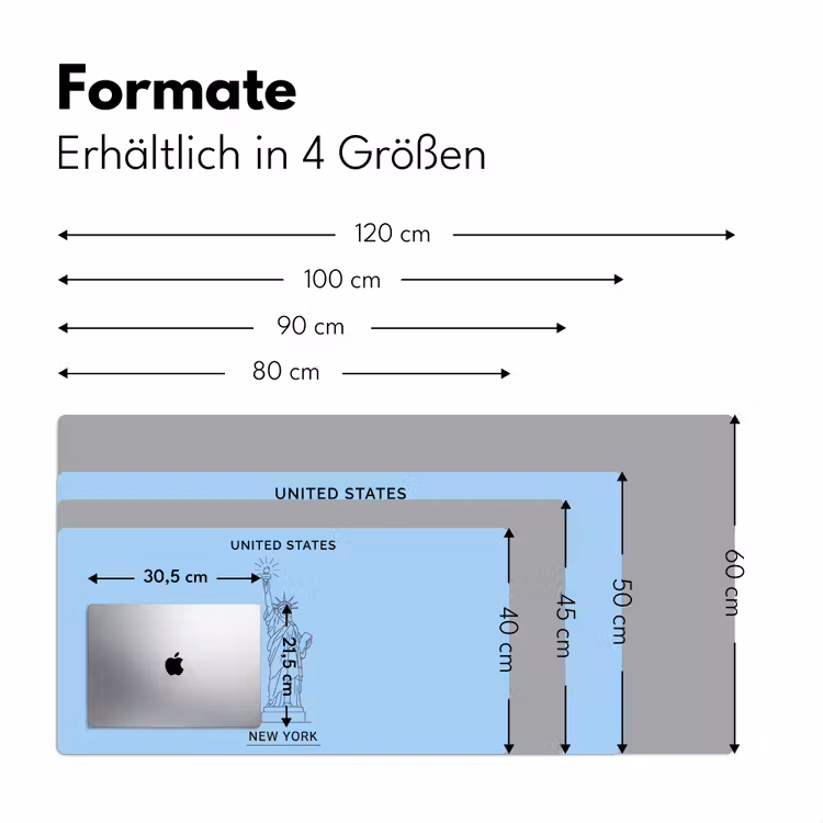 Schreibtischunterlage - Denkmal – Freiheitsstatue – New York – Minimalistisch – Blau - Monument - Vrijheidsbeeld - New York - Minimalistisch - Blauw Muismat XXL klein