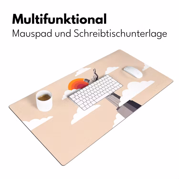 Schreibtischunterlage - Denkmal – Stadt – Sonnenuntergang – Minimalistisch – Orange - Monument - Stad - Zonsondergang - Minimalistisch - Oranje Muismat XXL klein