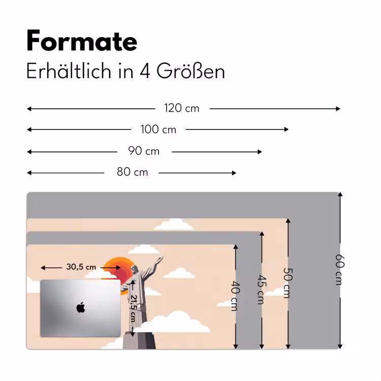 Schreibtischunterlage - Denkmal – Stadt – Sonnenuntergang – Minimalistisch – Orange - Monument - Stad - Zonsondergang - Minimalistisch - Oranje Muismat XXL klein