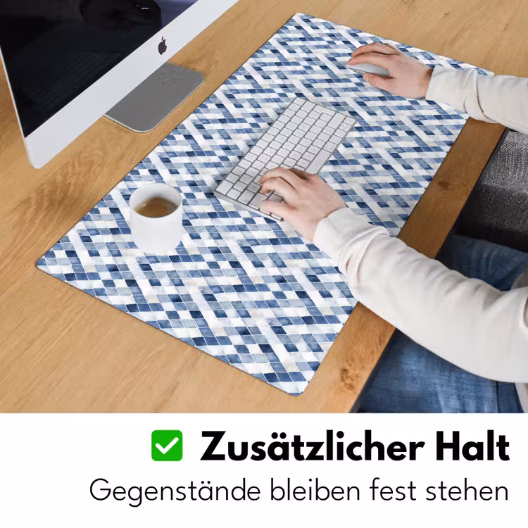 Diamant - Patroon - Blauw - Wit Muismat XXL klein 681 -ysfeer3_duits