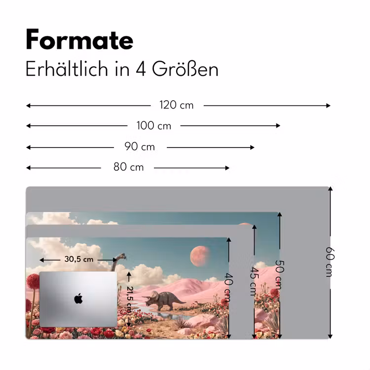 Schreibtischunterlage - Dinosaurier – Rosa – Landschaft - Dinosaurus - Roze - Landschap Muismat XXL klein