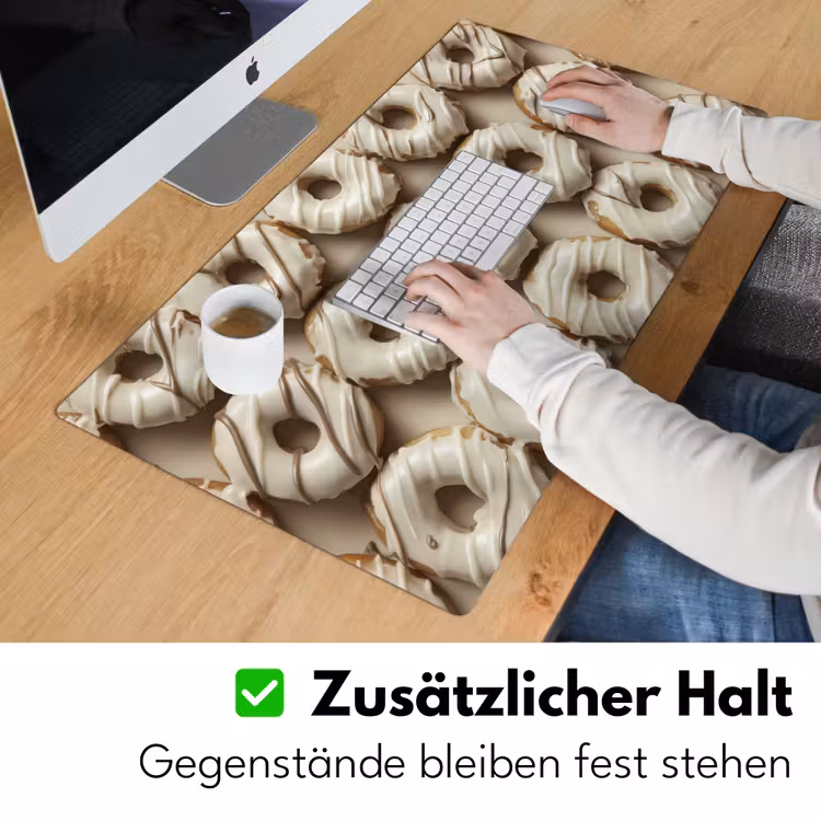 Donuts - Chocolade - Wit - Beige Muismat XXL klein -ysfeer3_duits