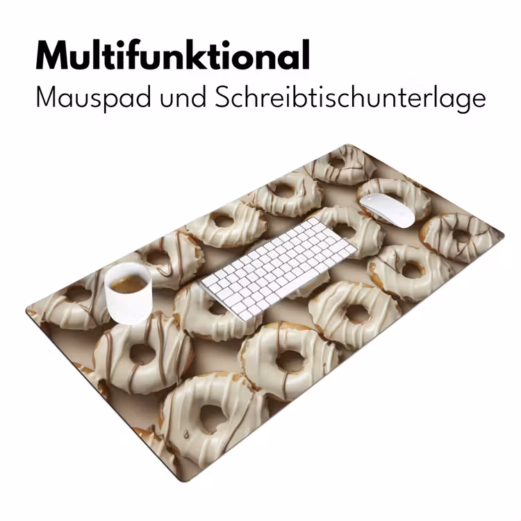 Donuts - Chocolade - Wit - Beige Muismat XXL klein -ysfeer4_duits