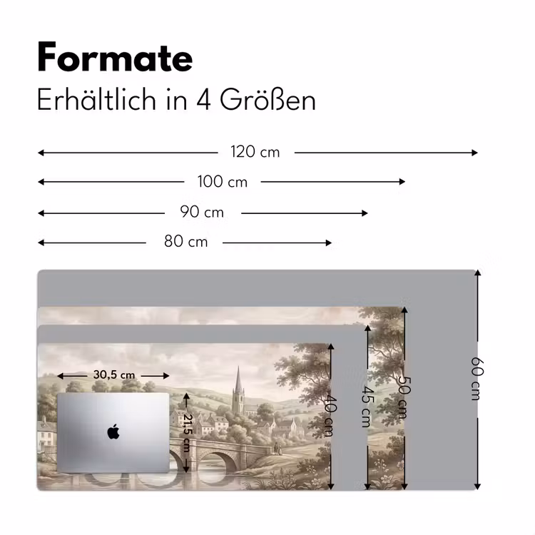 Dorp - Brug - Uitzicht - Groen Muismat XXL klein -ysfeer5_duits