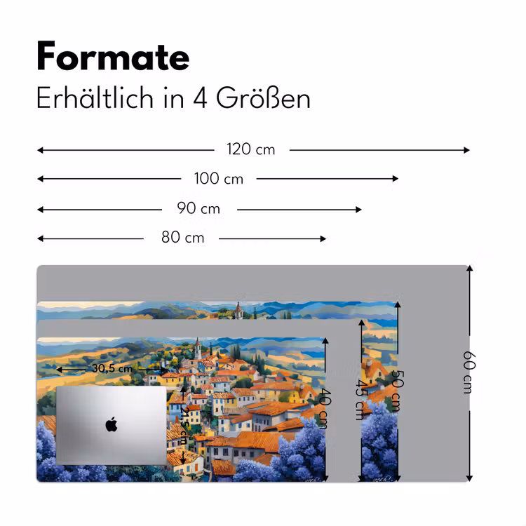 Dorp - Heuvels - Landschap - Bomen Muismat XXL klein -ysfeer5_duits