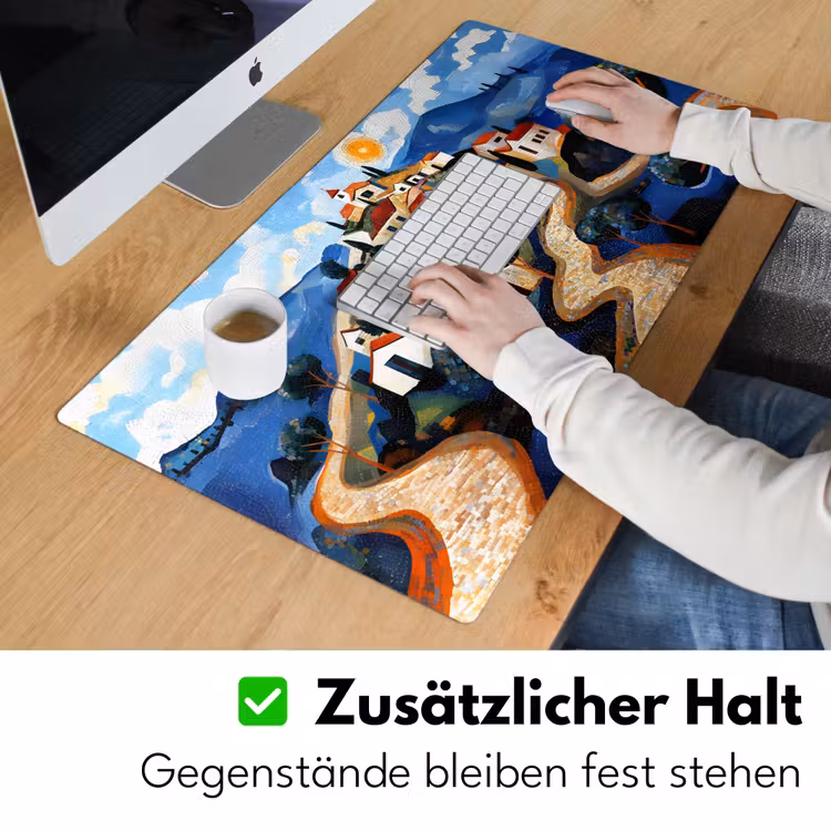 Dorp - Heuvelachtig - Zon - Mozaïek Muismat XXL klein -ysfeer3_duits