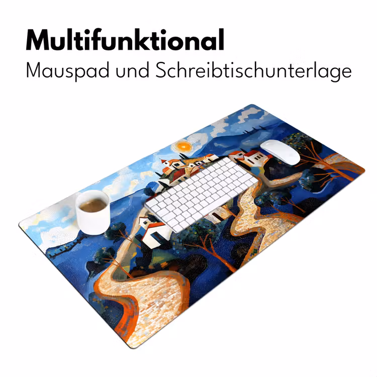 Dorp - Heuvelachtig - Zon - Mozaïek Muismat XXL klein -ysfeer4_duits