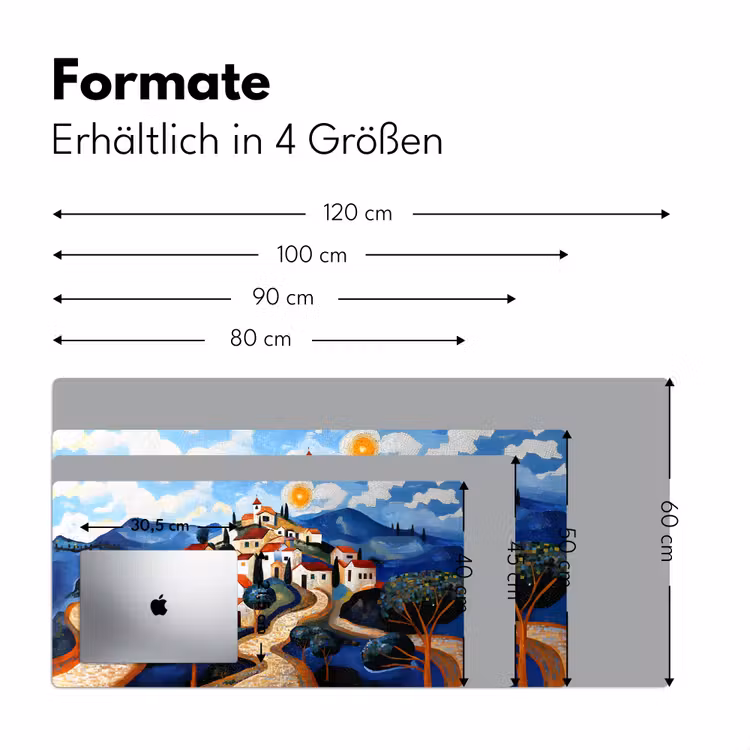 Dorp - Heuvelachtig - Zon - Mozaïek Muismat XXL klein -ysfeer5_duits