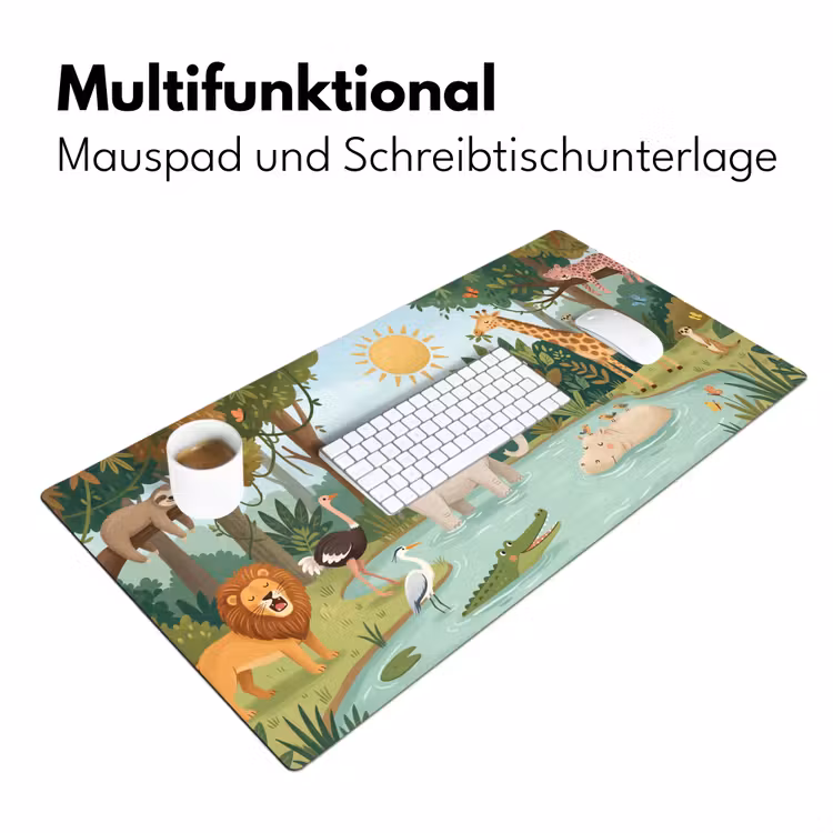 Jungle - Oase - Dieren - Kleurrijk Muismat XXL klein -ysfeer4_duits