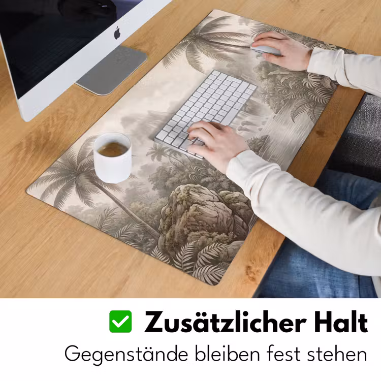 Jungle - Watervallen - Tropisch - Illustratie Muismat XXL klein -ysfeer3_duits