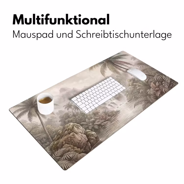 Jungle - Watervallen - Tropisch - Illustratie Muismat XXL klein -ysfeer4_duits