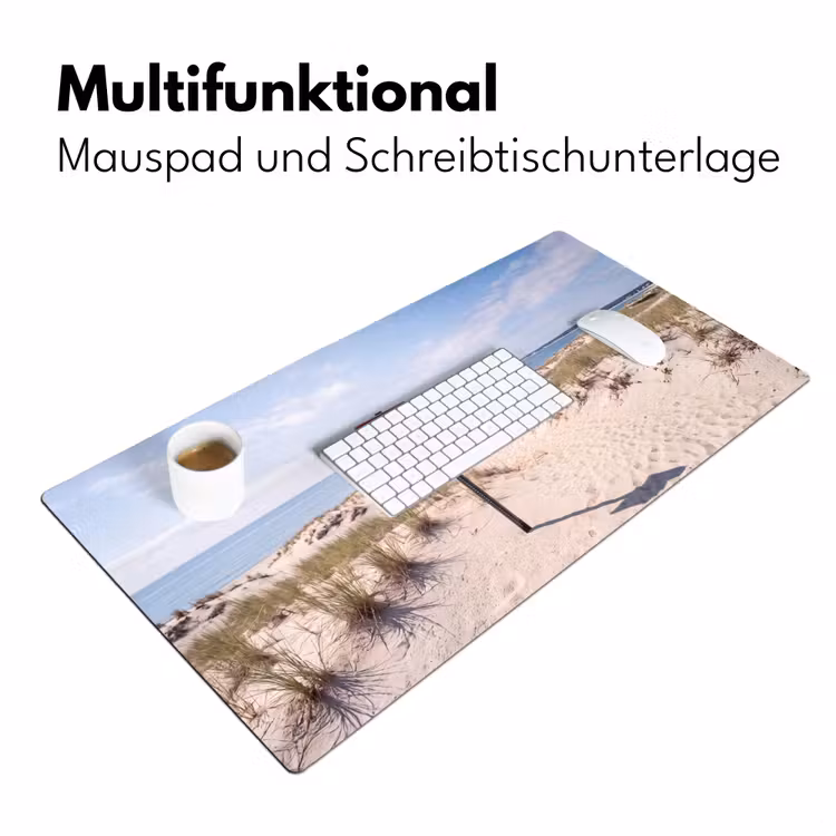 Schreibtischunterlage - Düne – Schild – Küste – Landschaft – Rot - Duin - Bord - Kust - Landschap - Rood Muismat XXL klein