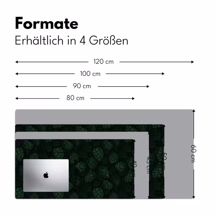 Donker - Groen - Hopbellen - Botanisch - Illustratie Muismat XXL klein 681 -ysfeer5_duits