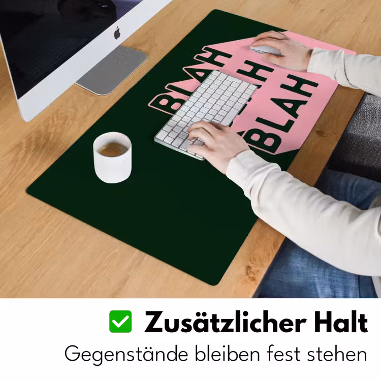 Donkergroen - Tekst - Schaduw - Grafisch Muismat XXL klein -ysfeer3_duits